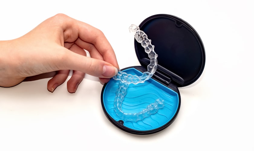 Invisible braces. Clear teeth straighteners. Clear plastic braces